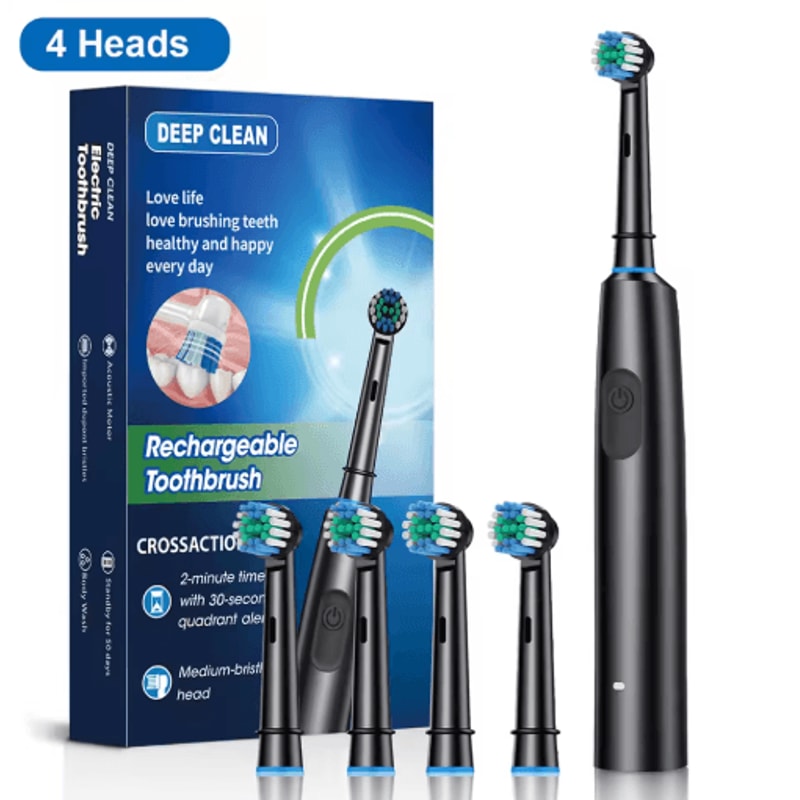 Rotary Rechargeable Electric Toothbrush For Adults 8 Soft Brush Heads 6