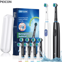rotary rechargeable electric toothbrush for adults – 8 soft brush heads