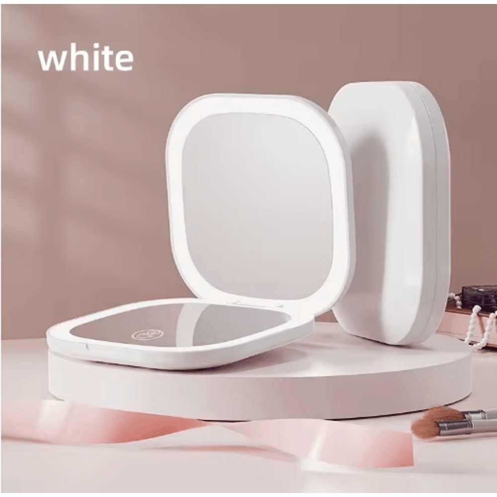 DoubleSided LED Makeup Mirror Adjustable Color 3 Magnification Portable USB Charging 2
