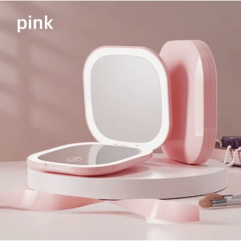 DoubleSided LED Makeup Mirror Adjustable Color 3 Magnification Portable USB Charging 4