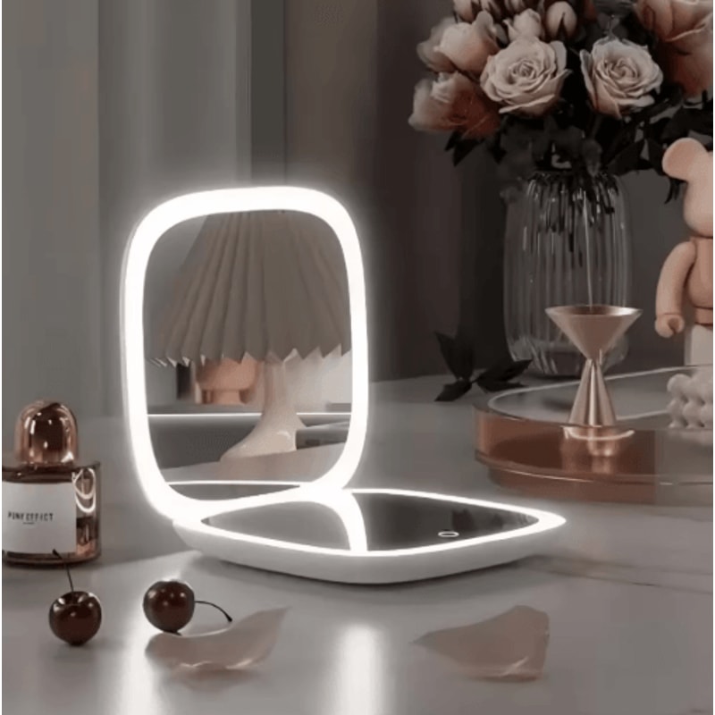 DoubleSided LED Makeup Mirror Adjustable Color 3 Magnification Portable USB Charging 8
