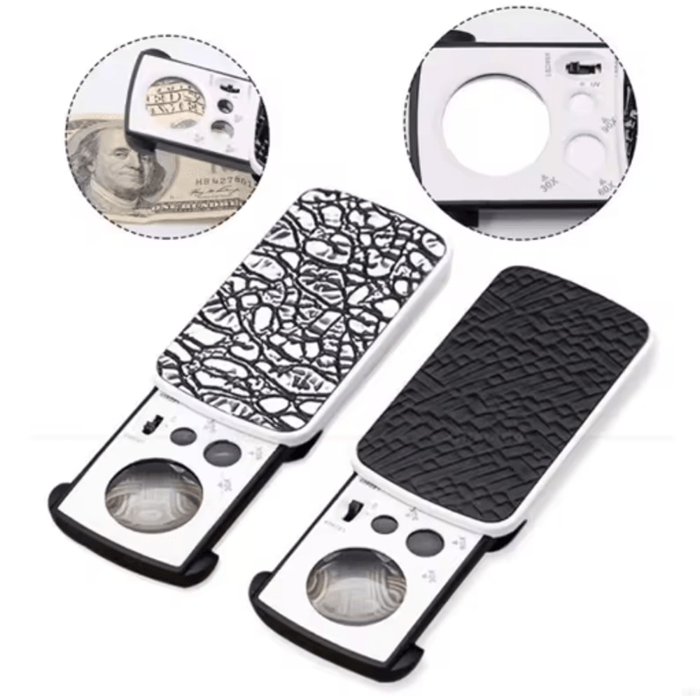 Portable LED Jewelry Loupe Magnifier 30 60 90 Mini Pocket Microscope 4