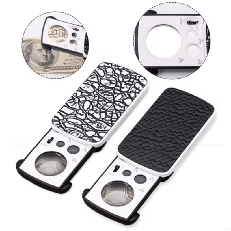 Portable LED Jewelry Loupe Magnifier 30 60 90 Mini Pocket Microscope 4