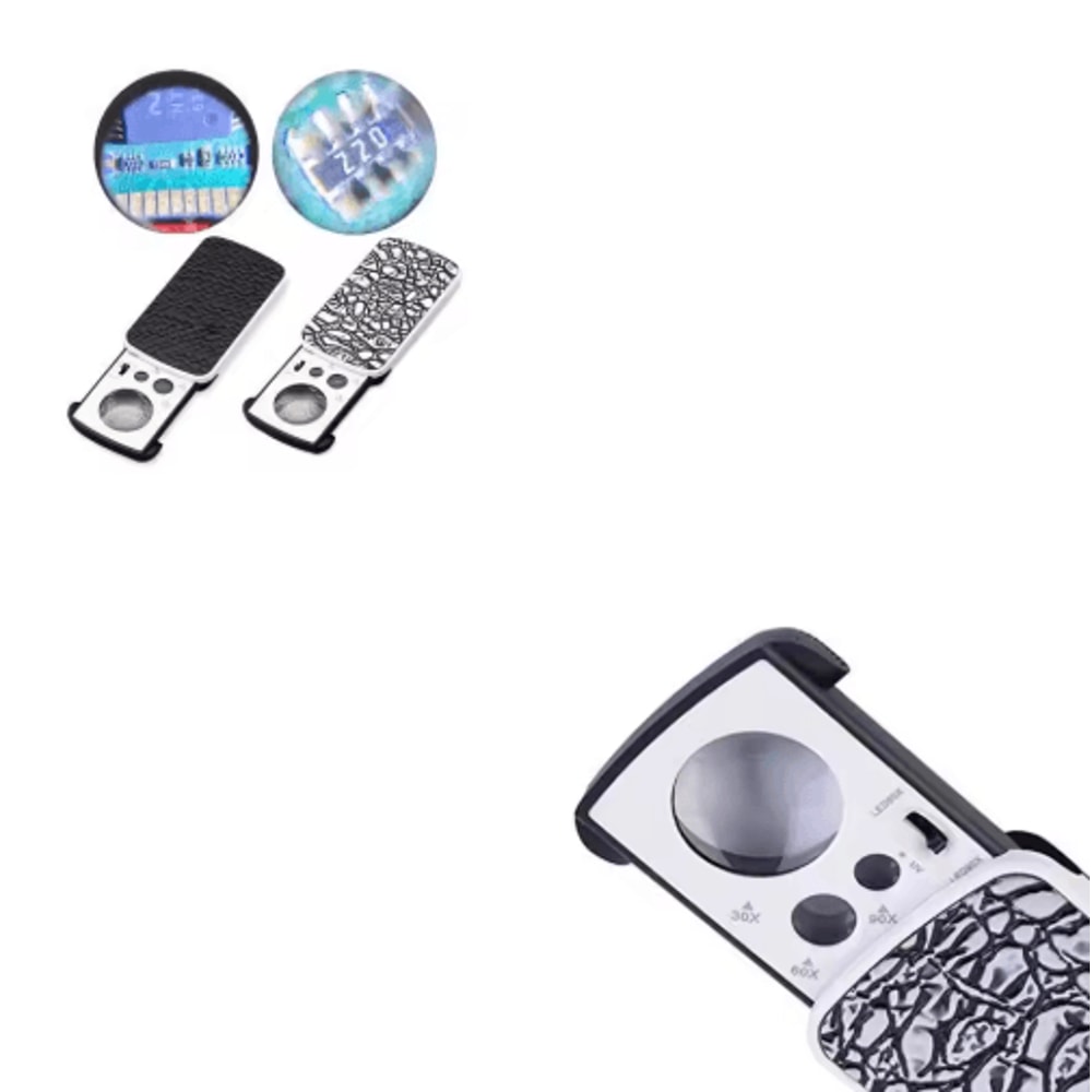 Portable LED Jewelry Loupe Magnifier 30 60 90 Mini Pocket Microscope 0