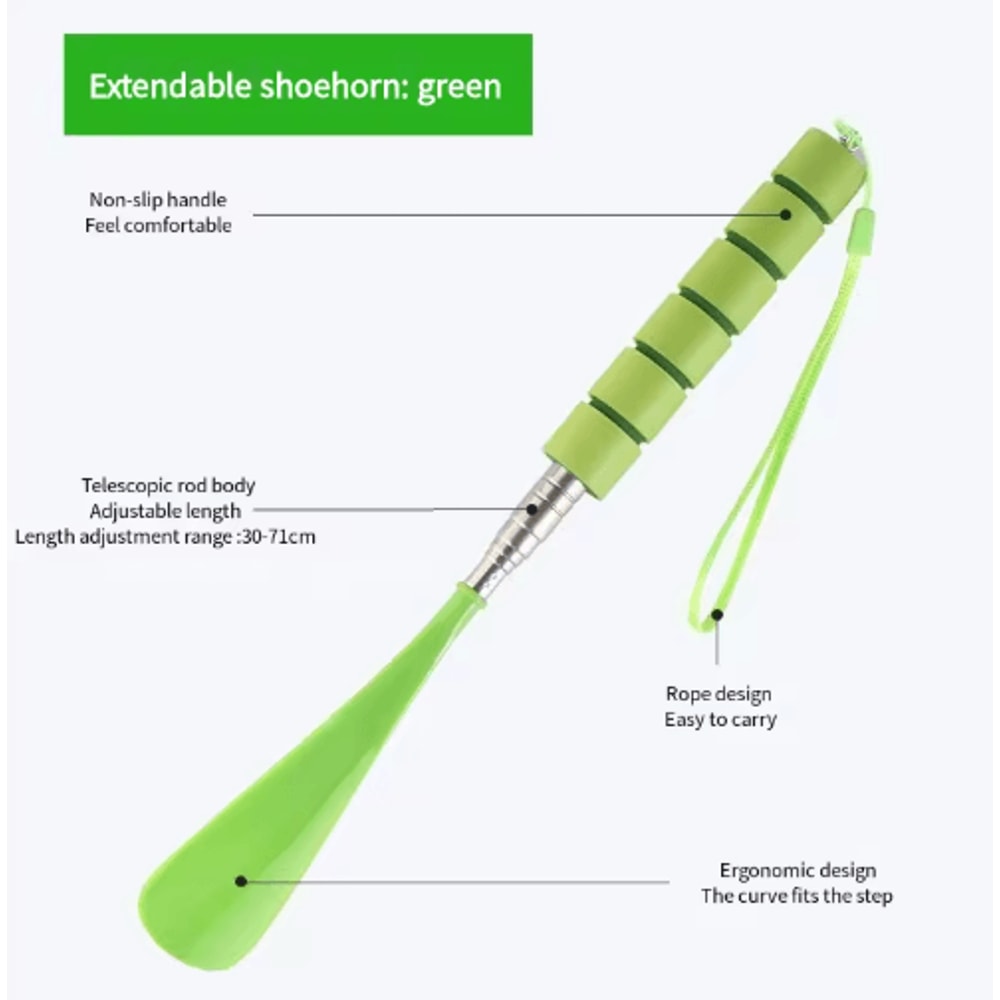 Stretchable Long Metal Shoehorn Adjustable 3071cm NoBend Shoe Spoon 1