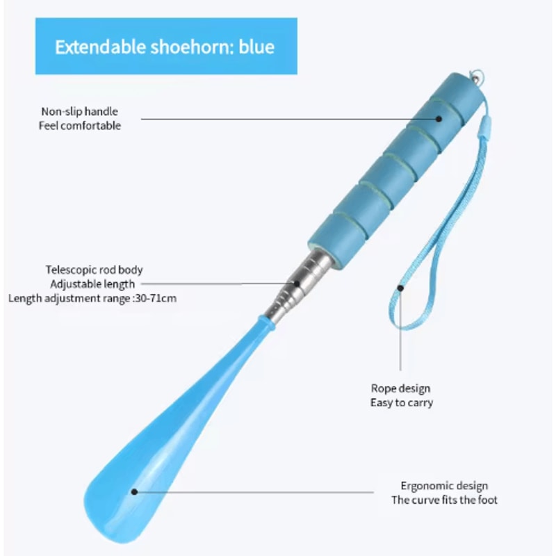 Stretchable Long Metal Shoehorn Adjustable 3071cm NoBend Shoe Spoon 2