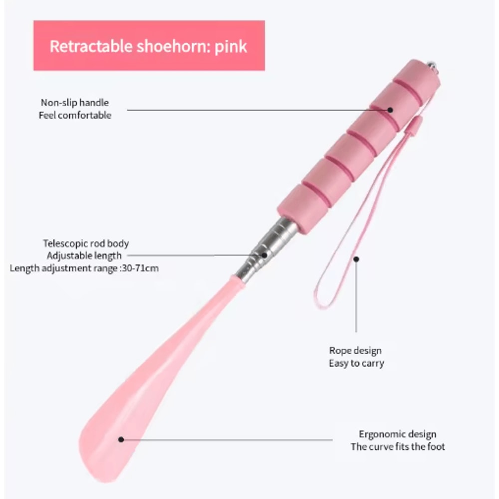 Stretchable Long Metal Shoehorn Adjustable 3071cm NoBend Shoe Spoon 3