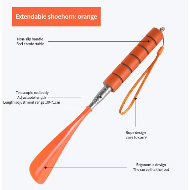 Stretchable Long Metal Shoehorn Adjustable 3071cm NoBend Shoe Spoon 4