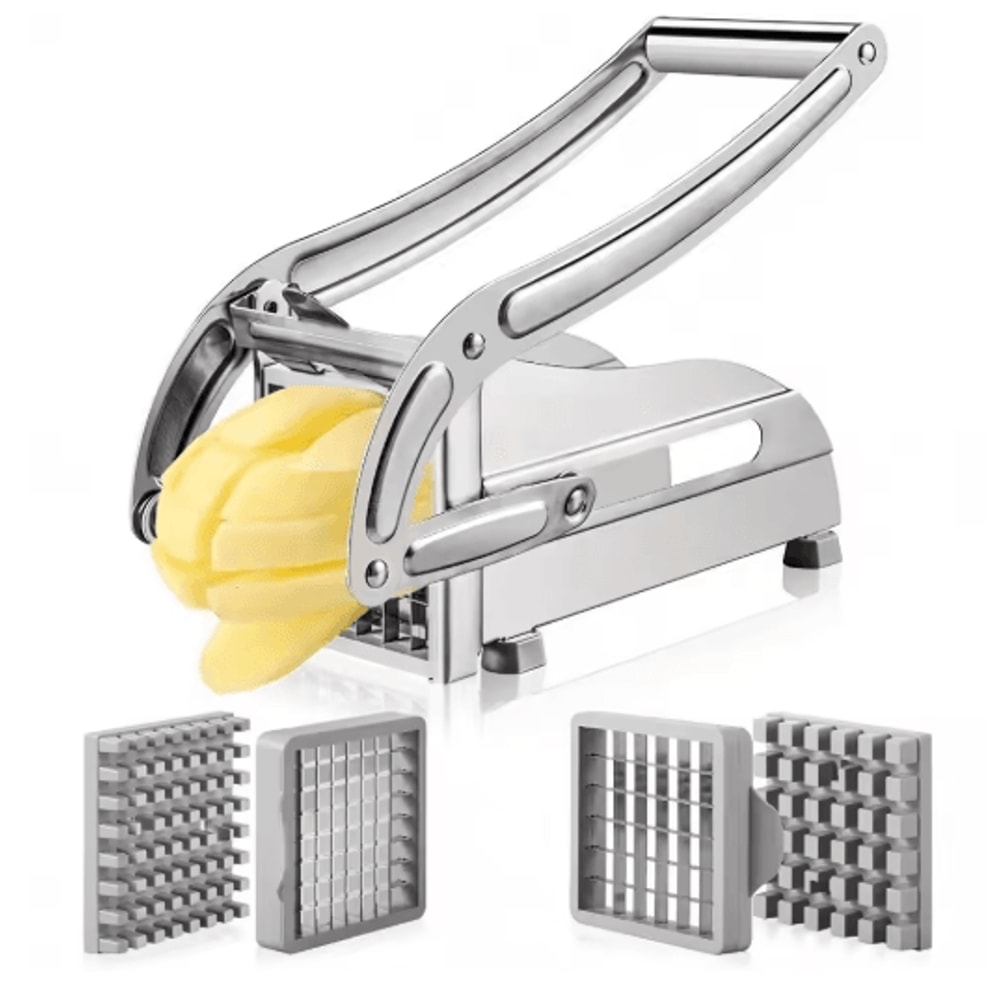 Stainless Steel 4in1 Manual Potato Cutter French Fries Slicer Dicer 6