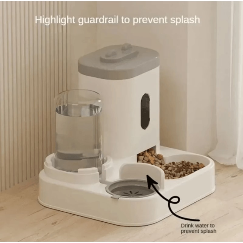 Automatic Dog Cat Feeder With Water Fountain Large Capacity Pet Food Dispenser 8