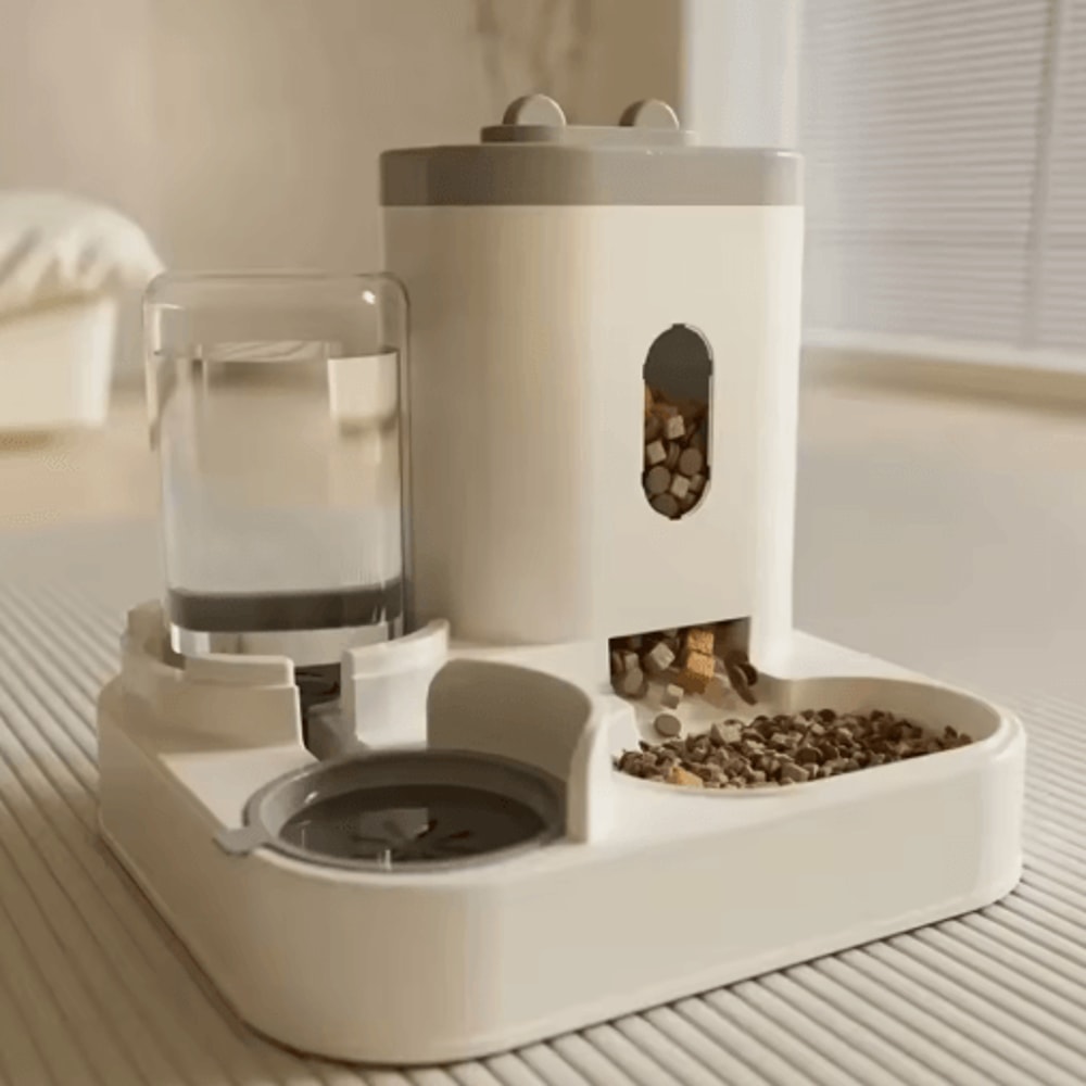 Automatic Dog Cat Feeder With Water Fountain Large Capacity Pet Food Dispenser 0
