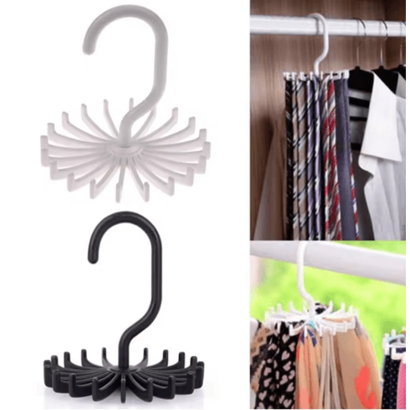 360 Rotatable Tie And Scarf Hanger 20 Claw Clothing Organizer Rack 8