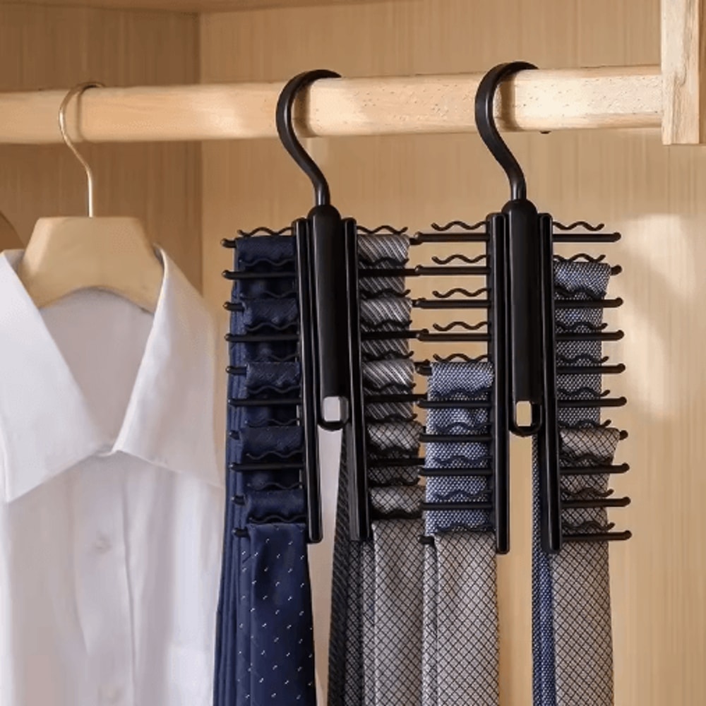 360 Rotatable Tie Hanger LargeCapacity Necktie Belt Organizer 20 Rows 5
