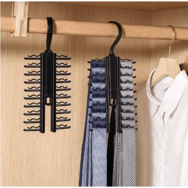 360 Rotatable Tie Hanger LargeCapacity Necktie Belt Organizer 20 Rows 6