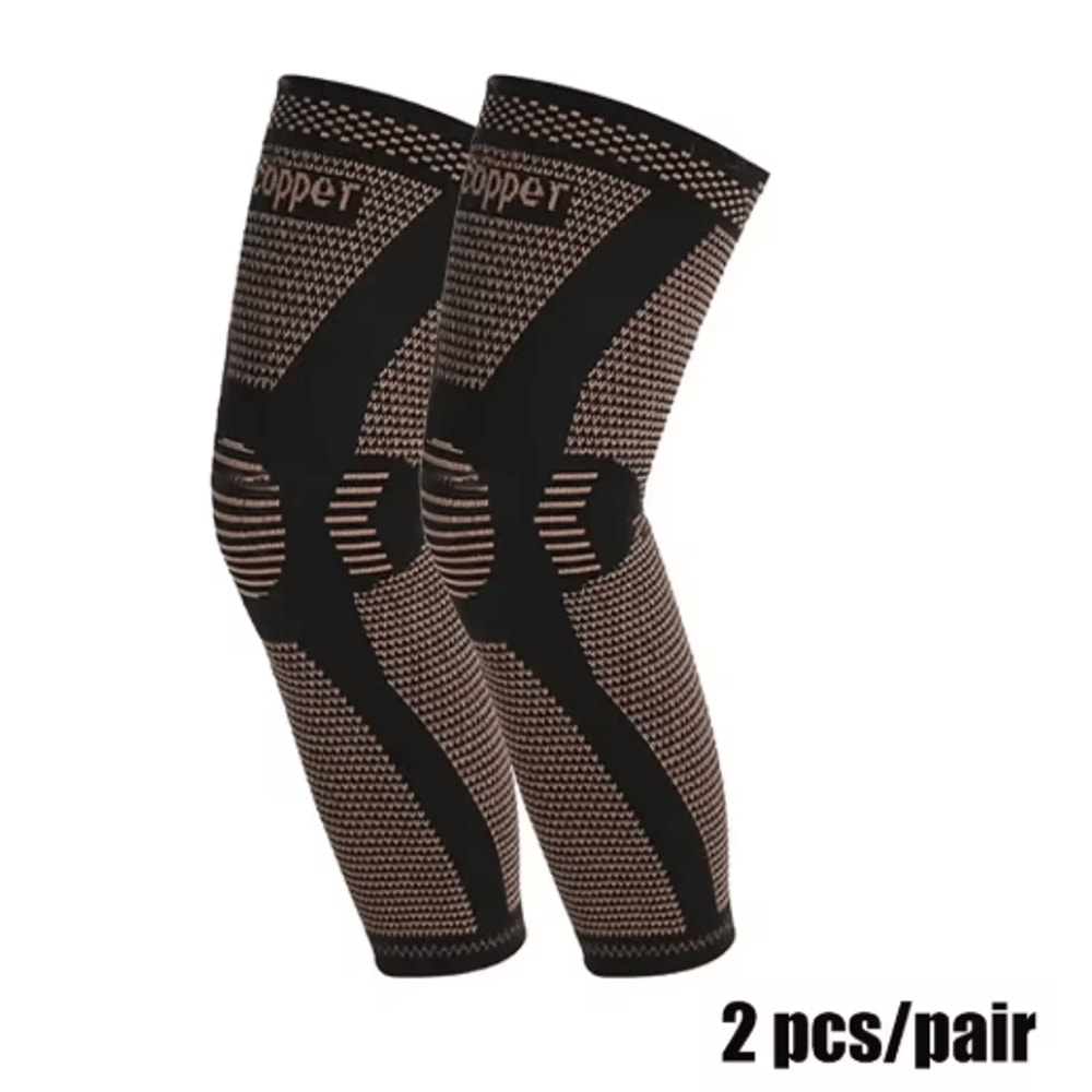 Copper Full Leg Compression Sleeves Long Knee Support For Sports Daily Relief 1