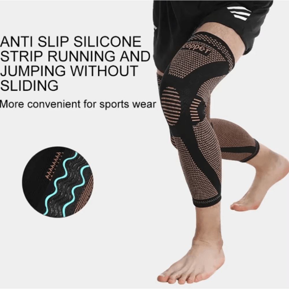 Copper Full Leg Compression Sleeves Long Knee Support For Sports Daily Relief 4