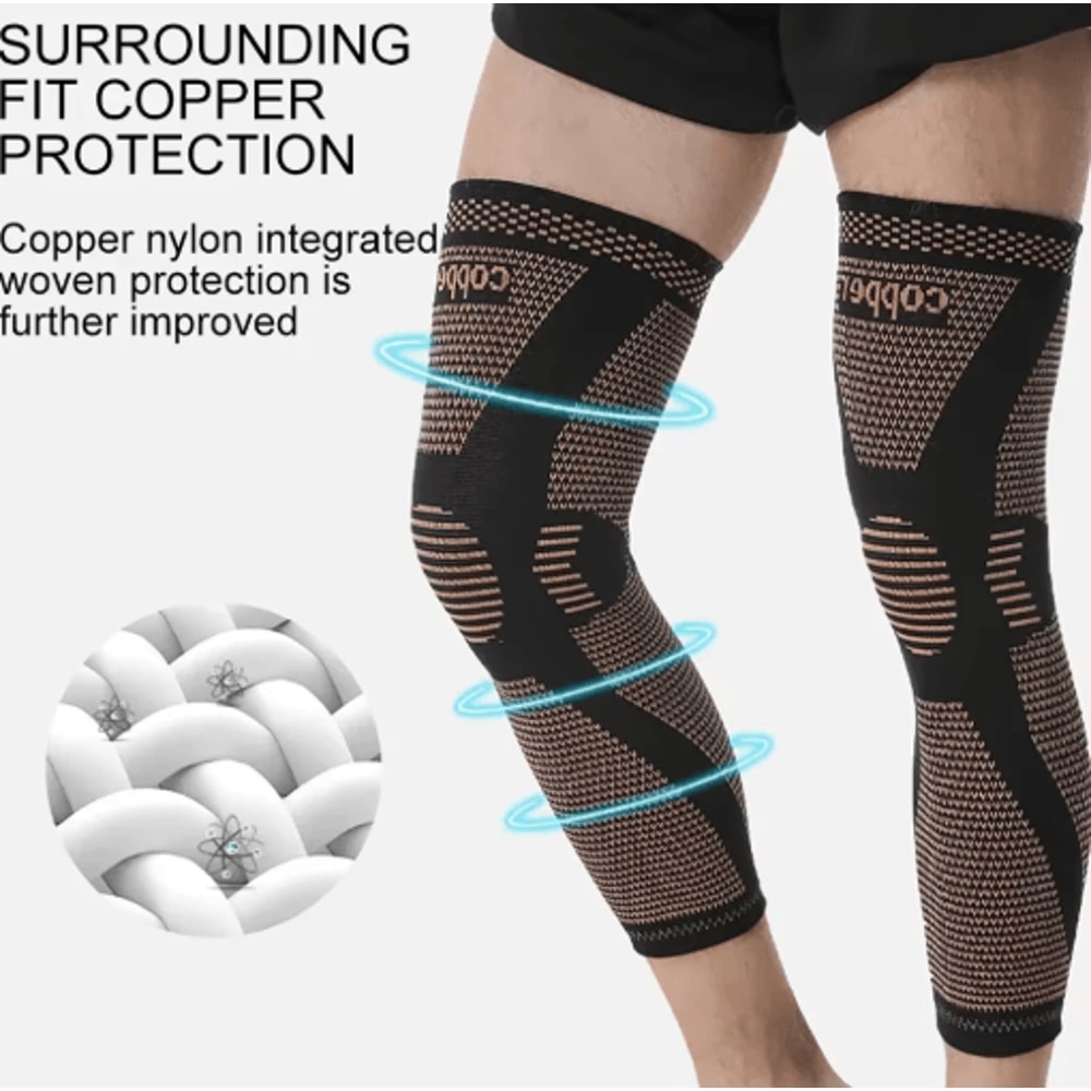 Copper Full Leg Compression Sleeves Long Knee Support For Sports Daily Relief 5