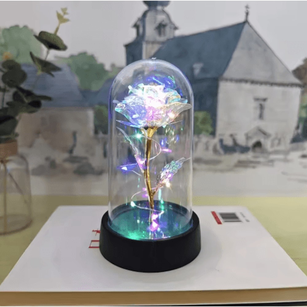Artificial Eternal Rose With LED Light Romantic Gift Home Decor Flower 2