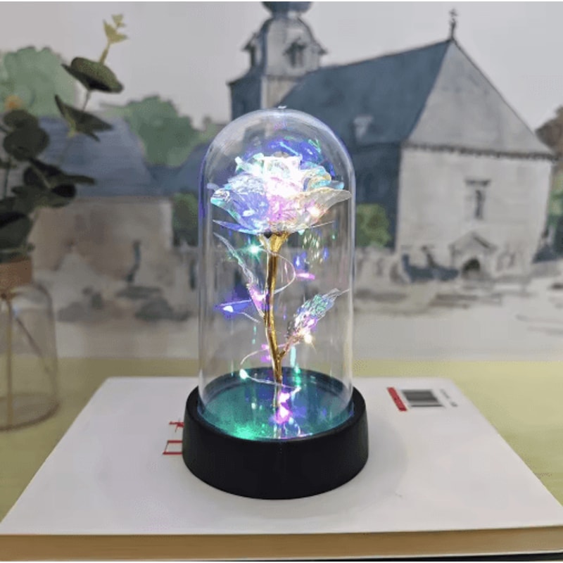 Artificial Eternal Rose With LED Light Romantic Gift Home Decor Flower 2