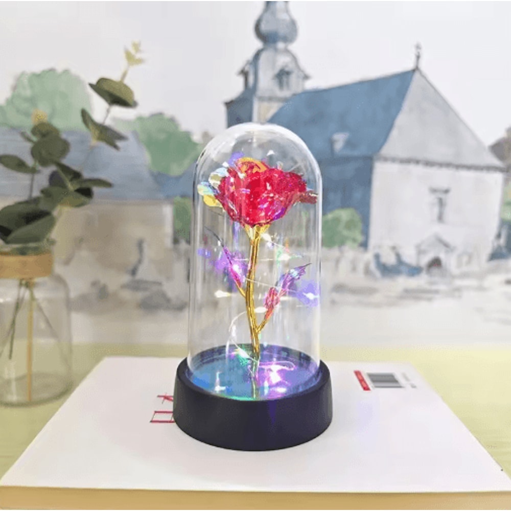 Artificial Eternal Rose With LED Light Romantic Gift Home Decor Flower 6