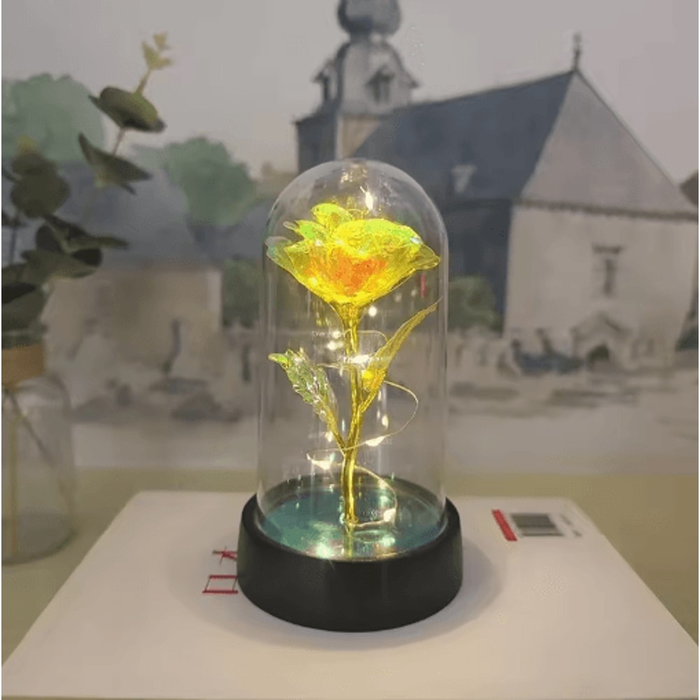 Artificial Eternal Rose With LED Light Romantic Gift Home Decor Flower 7