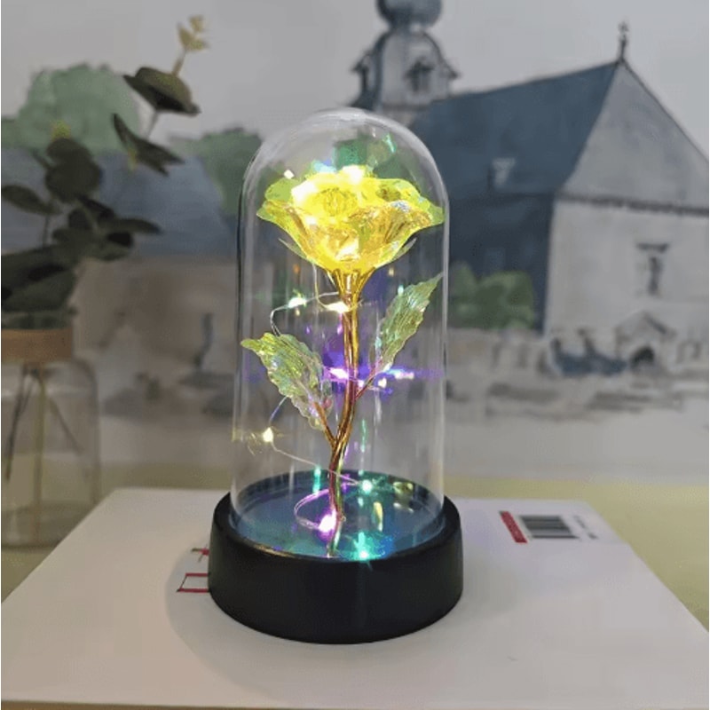 Artificial Eternal Rose With LED Light Romantic Gift Home Decor Flower 14