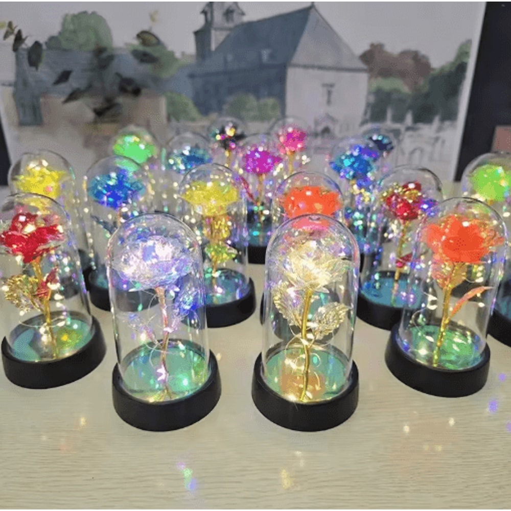 Artificial Eternal Rose With LED Light Romantic Gift Home Decor Flower 15