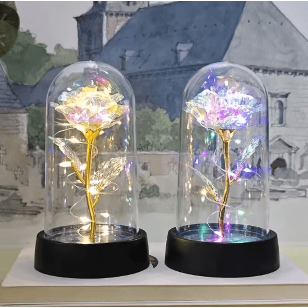 Artificial Eternal Rose With LED Light Romantic Gift Home Decor Flower 0