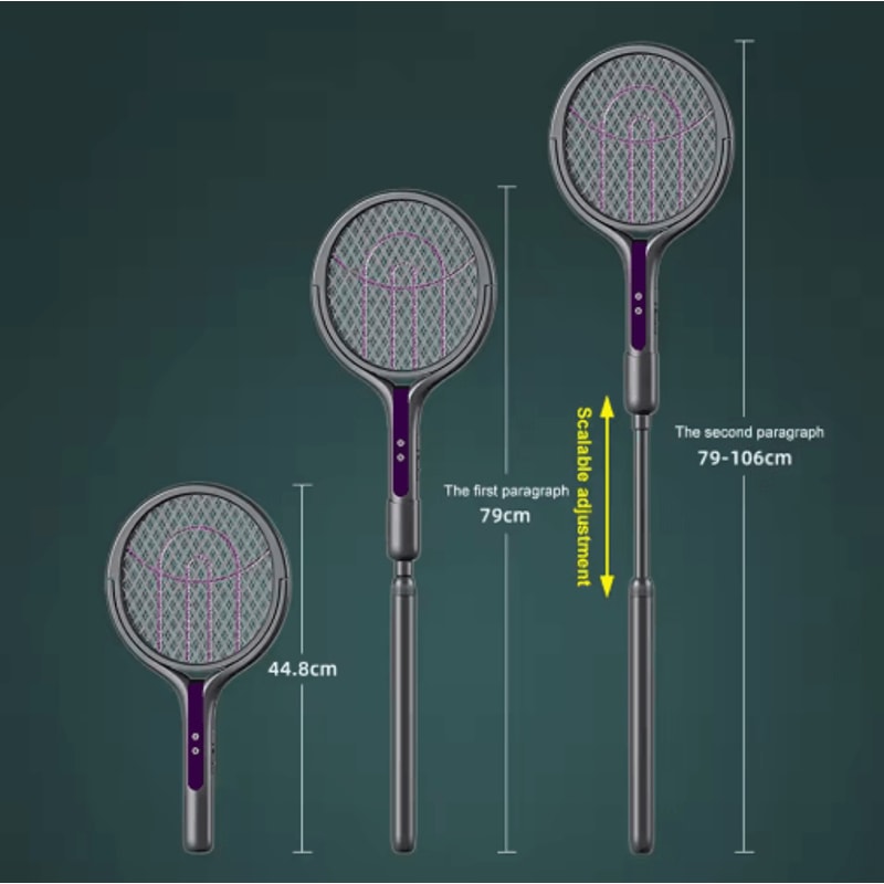 2in1 Rechargeable Electric Mosquito Swatter Trap Lamp Retractable Bug Zapper For Home 3