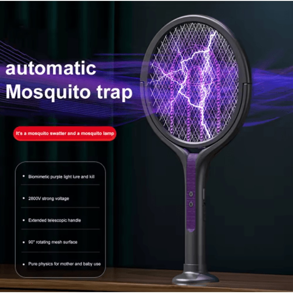 2in1 Rechargeable Electric Mosquito Swatter Trap Lamp Retractable Bug Zapper For Home 6