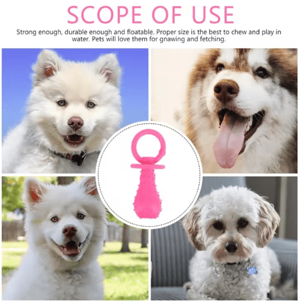 Pet Rubber Pacifier Chew Toy Interactive Soother ToothCleaning Toy For Dogs Cats 6