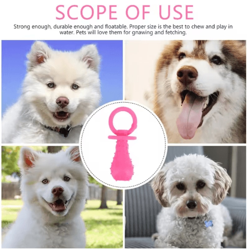 Pet Rubber Pacifier Chew Toy Interactive Soother ToothCleaning Toy For Dogs Cats 6