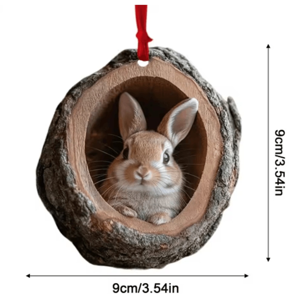 Animal Christmas Acrylic Pendant Ornament Raccoon Owl Squirrel Bunny Bird 2D Design 4