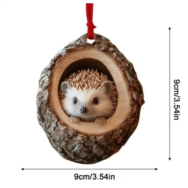 Animal Christmas Acrylic Pendant Ornament Raccoon Owl Squirrel Bunny Bird 2D Design 5