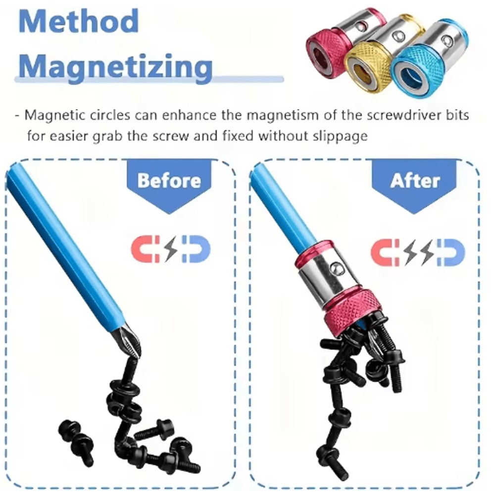 6Piece Universal Magnetic Screw Ring Drill Bit Set NonSlip Magnetized Phillips Bits 6