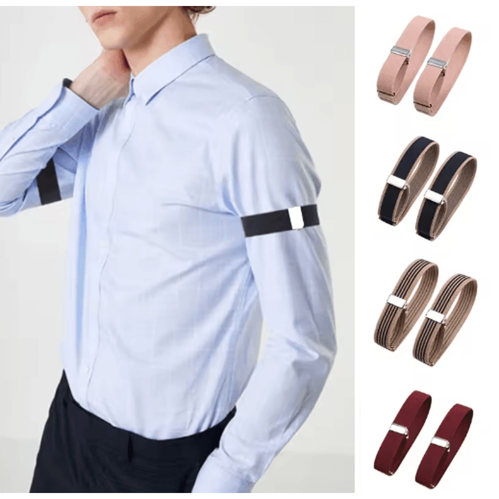 Mens And Womens Sleeve Garters Non Slip Elastic Arm Bands With Stripe Plaid Design 0