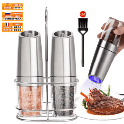 electric pepper mill set automatic gravity salt and spice grinder with led light