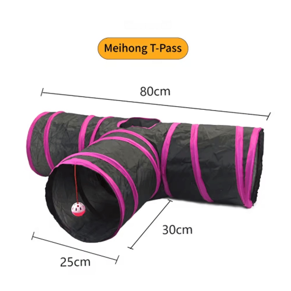 Foldable Cat Play Tunnel Breathable Indoor Cat Toy With Crinkle Paper 17