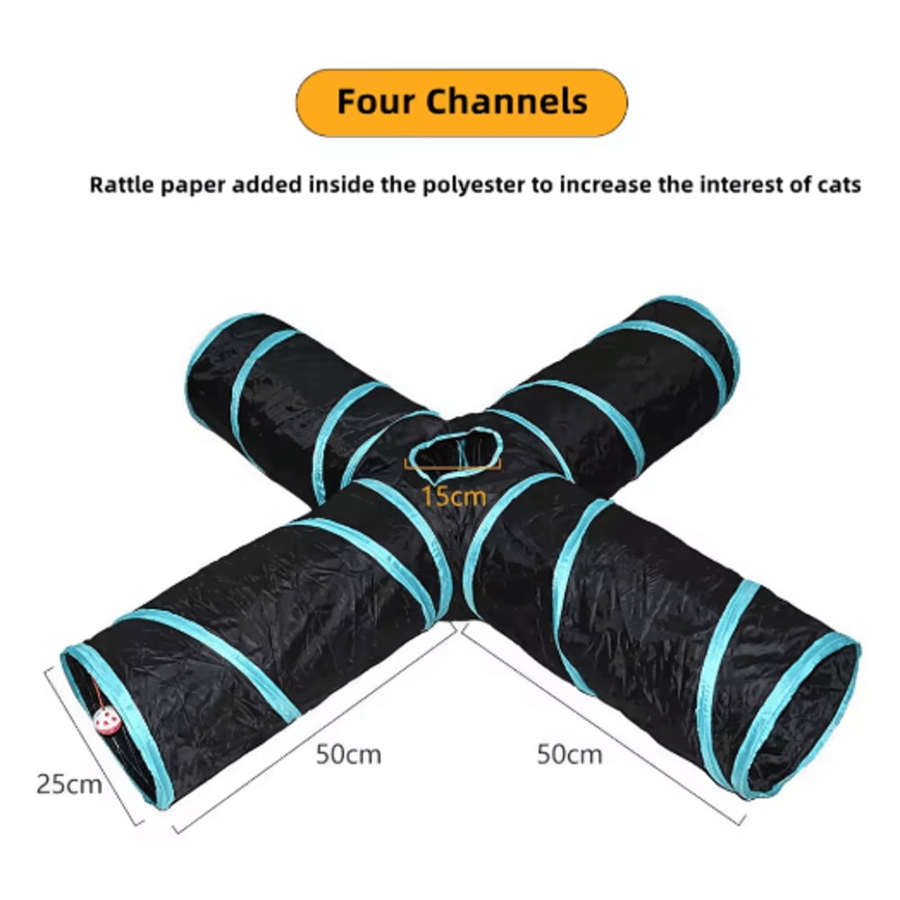 Foldable Cat Play Tunnel Breathable Indoor Cat Toy With Crinkle Paper 2
