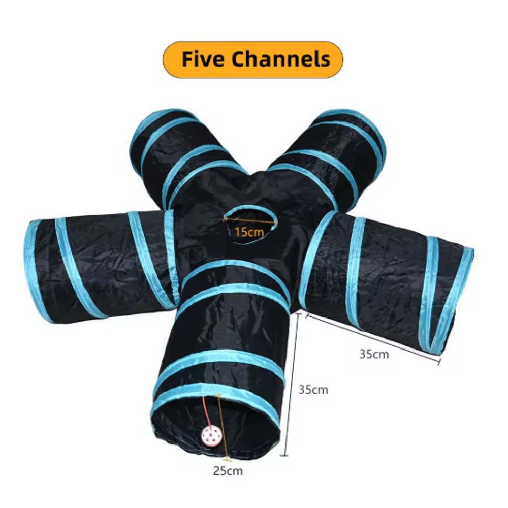 Foldable Cat Play Tunnel Breathable Indoor Cat Toy With Crinkle Paper 3