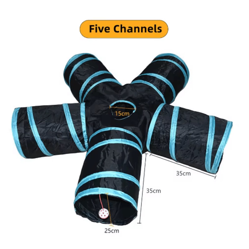 Foldable Cat Play Tunnel Breathable Indoor Cat Toy With Crinkle Paper 3