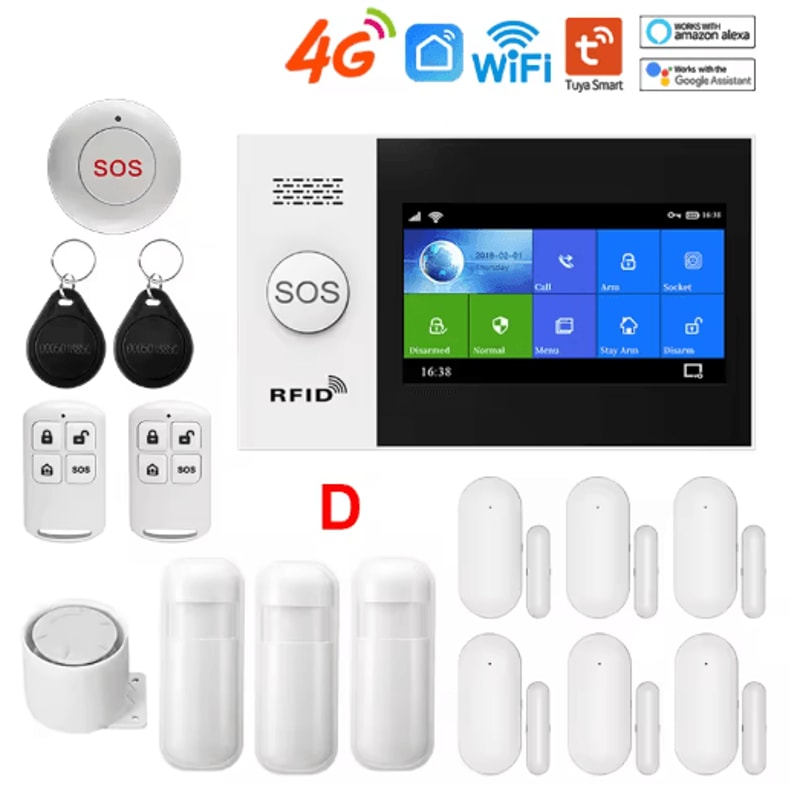 PGST PG107 4G Wireless Home Alarm System Smart WiFi Security With 43 Touch Screen 4
