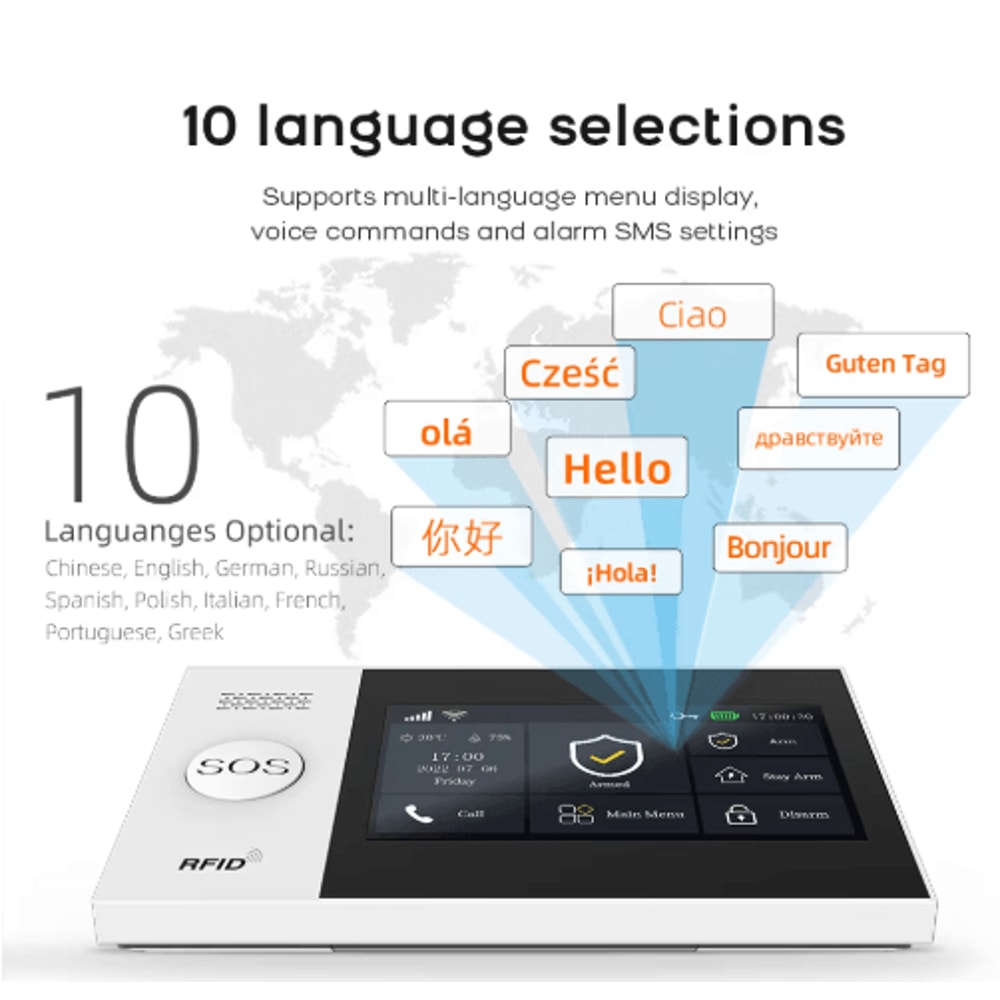 PGST PG107 4G Wireless Home Alarm System Smart WiFi Security With 43 Touch Screen 7