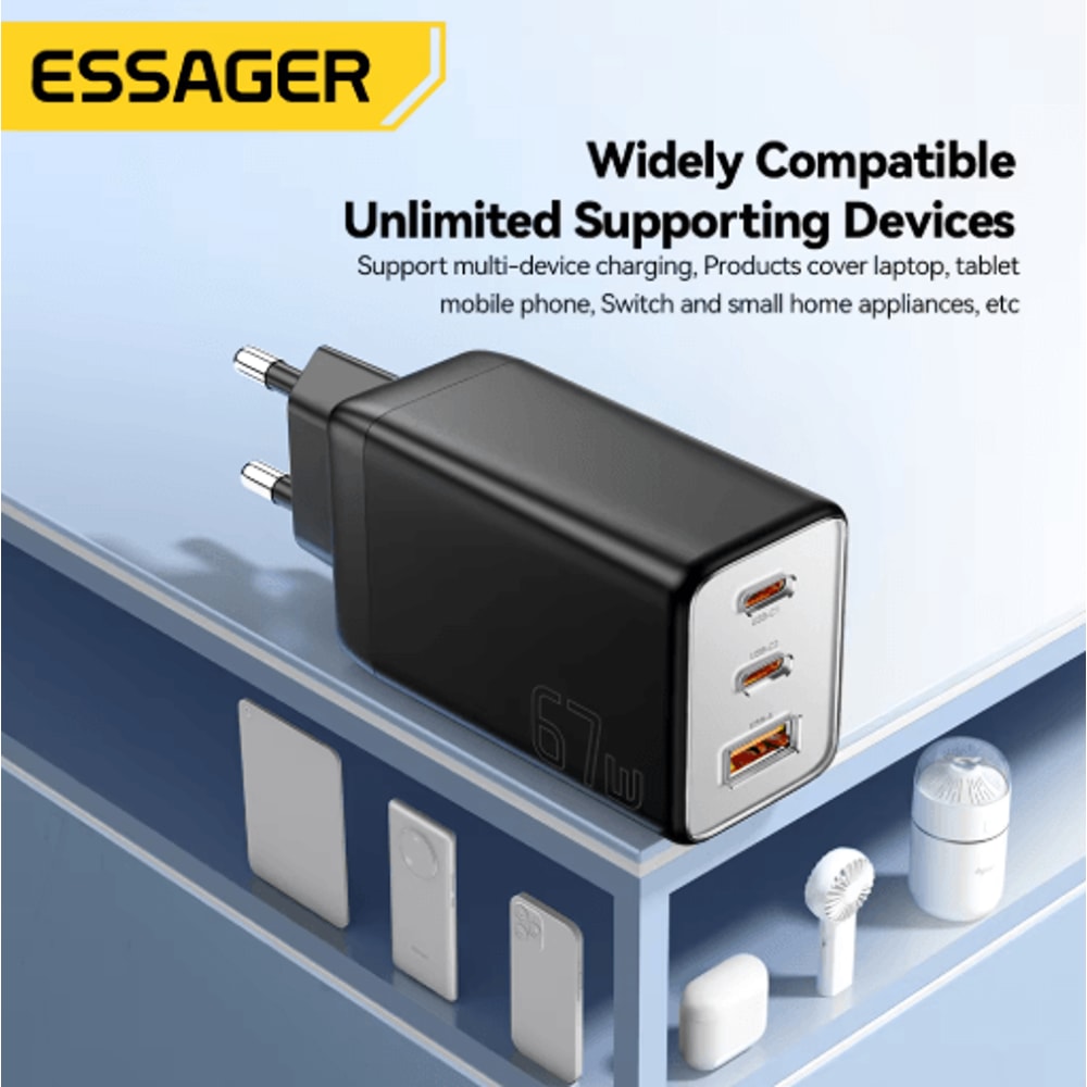 Essager 67W GaN USBC Charger PD 30 QC 30 Fast Charger For Phones Laptops 4