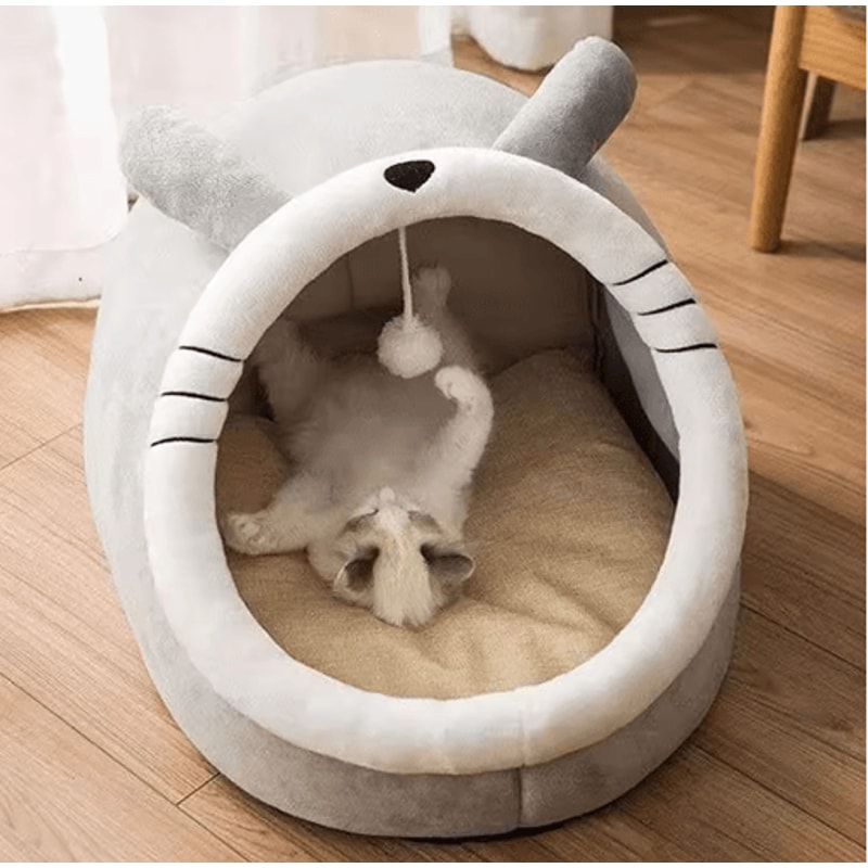 Deep Sleep Cartoon Cat Bed Foldable Cave Pet Bed For Cats Small Dogs 1