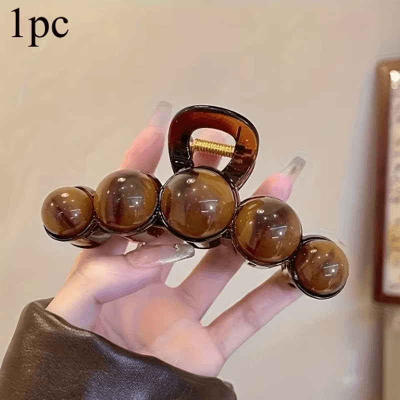 Retro Gradient Beaded Hair Claw Clip 11cm Geometric Shark Hairpin 1