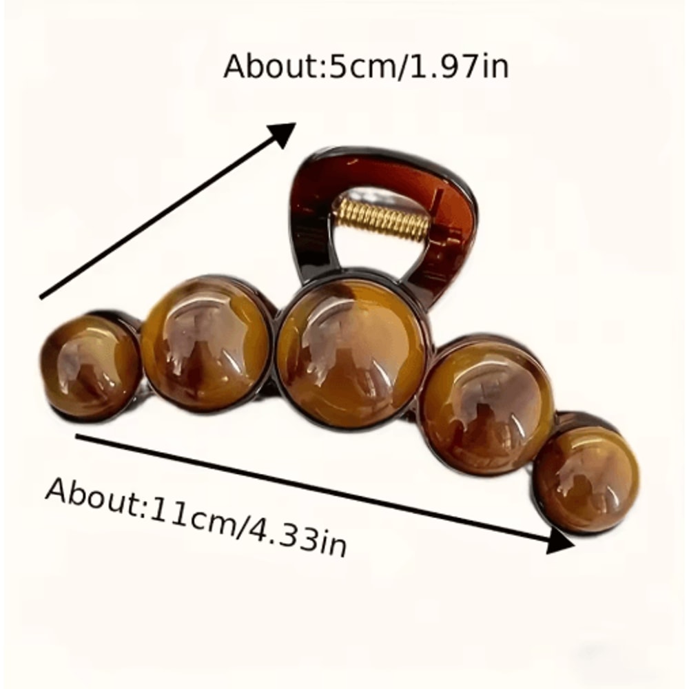 Retro Gradient Beaded Hair Claw Clip 11cm Geometric Shark Hairpin 2