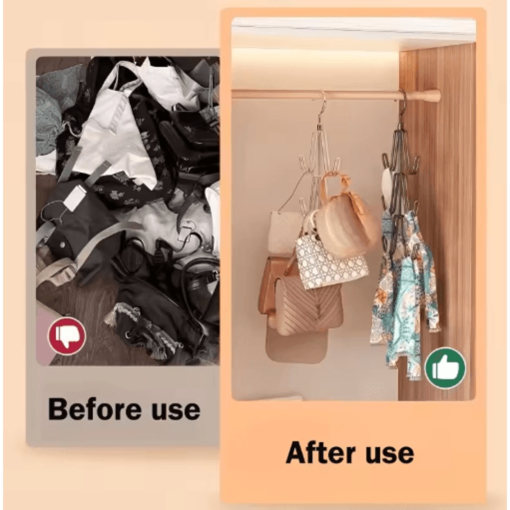 360 Rotating Metal Wallet Hanger MultiFunctional Closet Organizer Rack 4