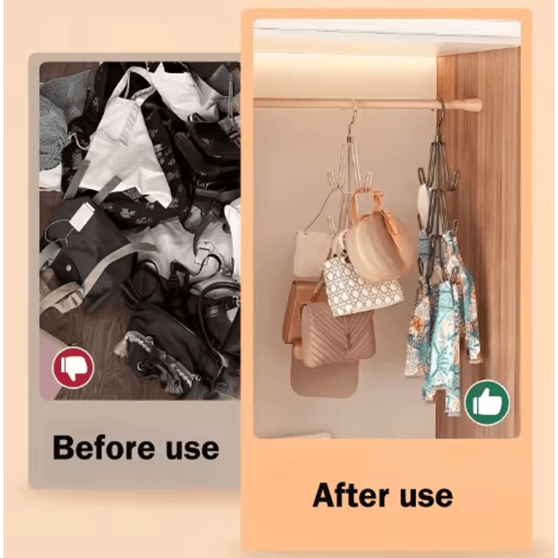 360 Rotating Metal Wallet Hanger MultiFunctional Closet Organizer Rack 4