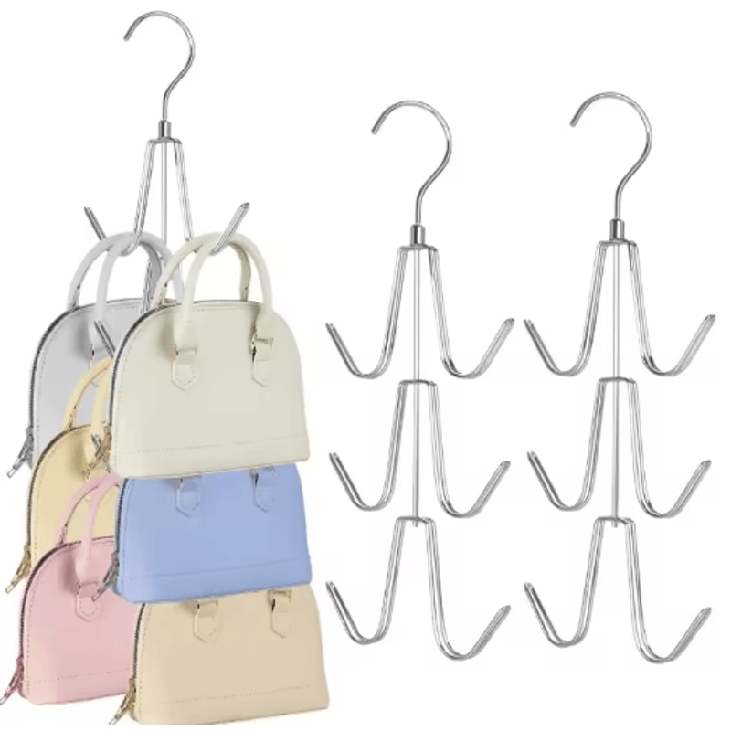 360 Rotating Metal Wallet Hanger MultiFunctional Closet Organizer Rack 6